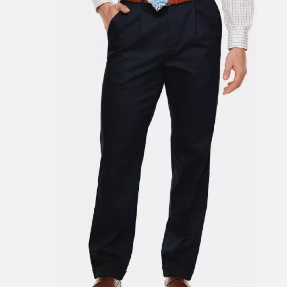 DEEP NAVY CLASSIC PANTS PLEATED NO IRON EXPANDABLE 30X30